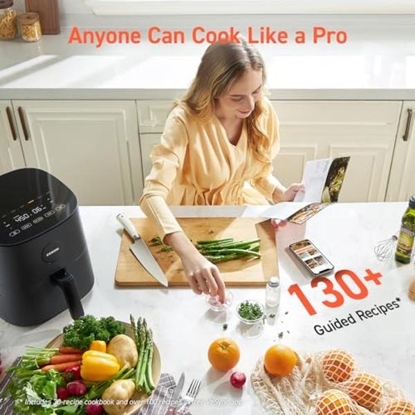 COSORI Air Fryer Pro 9-in-1, Compact 5QT, 450℉: Half Time & Chef-Grade Cook, One-Wipe Clean Glass Panel, 130+ In-App Recipes with Nutritional Info, Nonstick & Dishwasher-Safe Baske