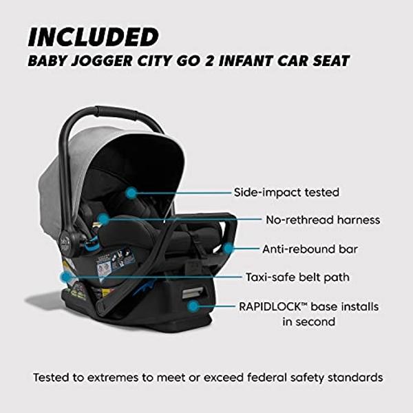 Baby Jogger City Mini GT2 All-Terrain Travel System, with City GO 2 Infant Car Seat, Pike Exclusive Includes Belly Bar, Leatherette Handlebar, and Premium Fabric