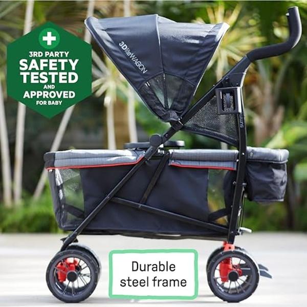 Summer Infant 3Dlite Wagon Convenience Stroller - Lightweight Stroller Wagon for Infants and Toddlers, Red and Black