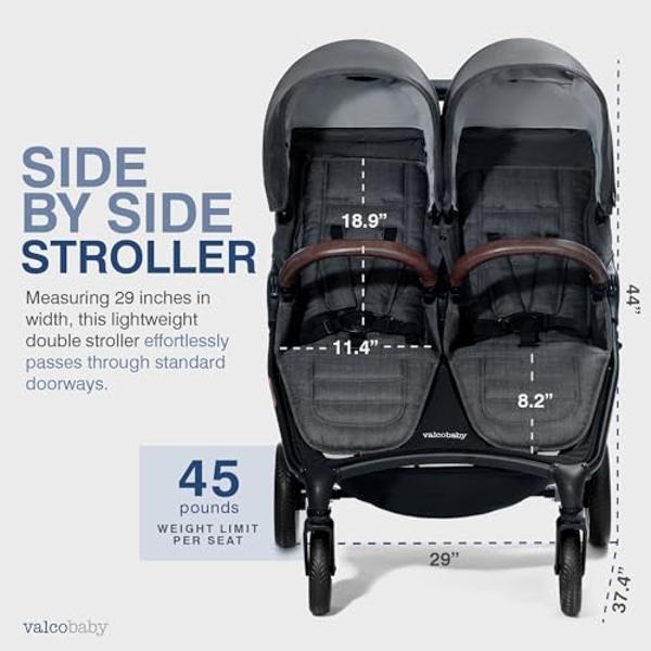 Dream On Me Track Tandem Double Umbrella Stroller in Black, Lightweight Double Stroller for Infant and Toddler, Multi-Position Reversible & Reclining Seats, Large Storage Basket an