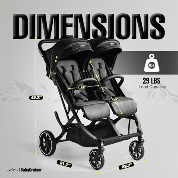 Dream On Me Track Tandem Double Umbrella Stroller in Black White