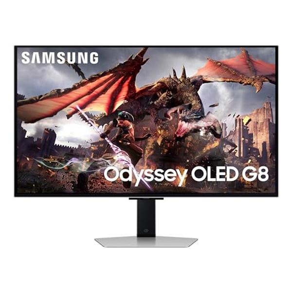 SAMSUNG 32" Odyssey OLED G8 (G80SD) Series 4K UHD G-Sync Compatible, QD-OLED Gaming Monitor, 240Hz, 0.03ms, Glare-Free Display, Sleek Metal Design, 3 Yr Warranty, LS32DG802SNXZA, 2