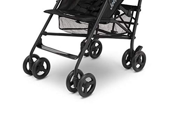 Jeep PowerGlyde Plus Stroller by Delta Children Lightweight Travel Stroller with Smoothest Ride, Aluminum Frame, 4-Position Recline, Extra Large Storage Basket, Black
