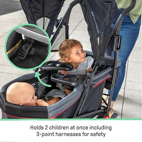 Summer Infant 3Dlite Wagon Convenience Stroller - Lightweight Stroller Wagon for Infants and Toddlers, Red and Black