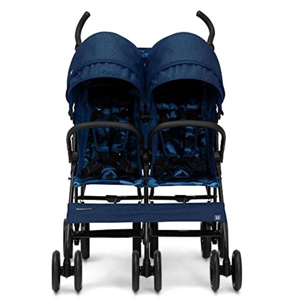 Dream On Me Track Tandem Double Umbrella Stroller in Black, Lightweight Double Stroller for Infant and Toddler, Multi-Position Reversible & Reclining Seats, Large Storage Basket an