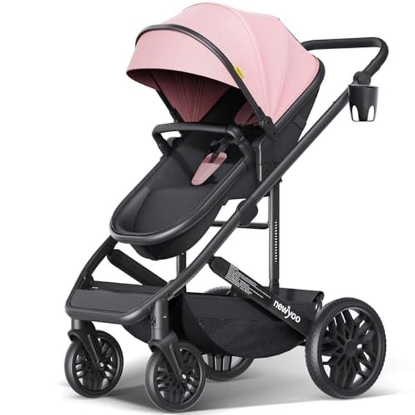 newyoo Baby Stroller, Infant Bassinet Strollers w Convertible/Reversible Seat & Cup Holder, Coches para Bebes, 2 in 1 Rear-Facing Pram from Newborn to Toddler, One-Hand Easy Fold, 