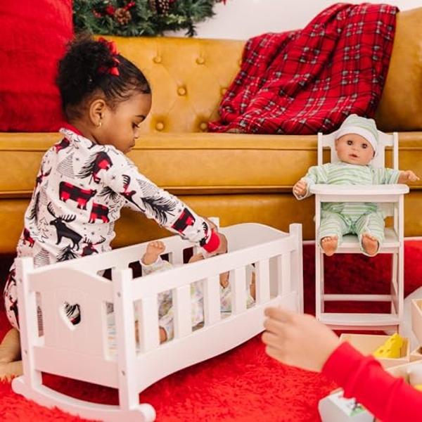 Melissa & Doug Mine to Love Twins Sebastian & Sofia 15” Medium Skin-Tone Boy and Girl Baby Dolls with Rompers, Caps, Pacifiers