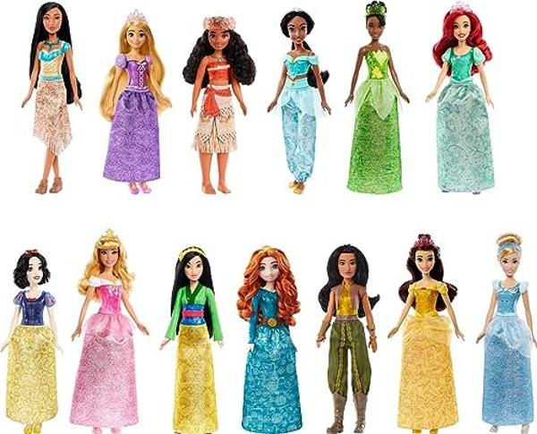Mattel ​Disney Princess Toys, 13 Princess Fashion Dolls with Sparkling Clothing and Accessories, Inspired by Disney Movies, Gifts for Kids​ (Amazon Exclusive)