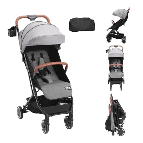 VEVOR Standard Baby Infant Stroller with 95-150 Adjustable Backrest & 0/90 Adjustable Footrest, Newborn Stroller with Cup Holder and Carry Bag, Dark Grey