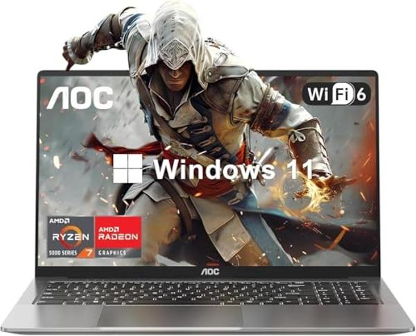 2025 Laptop with AMD Ryzen 7 5700U Processor(8C/16T, Up to 4.3GHz), 16.1“ FHD Display Laptop Computer with Backlit Keyboard, 16GB RAM 512GB NVMe SSD, WiFi 6, HDMI, USB3.2, Type-C, 