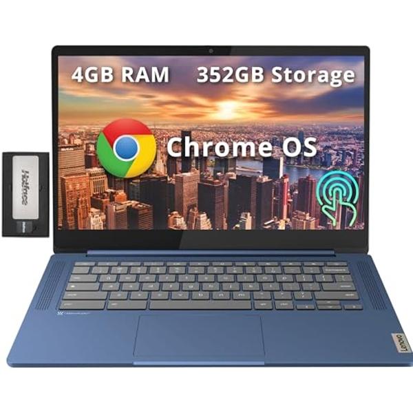 Lenovo IdeaPad Slim 3 Chromebook, 14" FHD Touchscreen, MediaTek Kompanio 520 Processor, 4GB LPDDR4X RAM, 352GB Storage (64GB eMMC + 288GB Docking Station Set), WiFi 6, Webcam, Chro