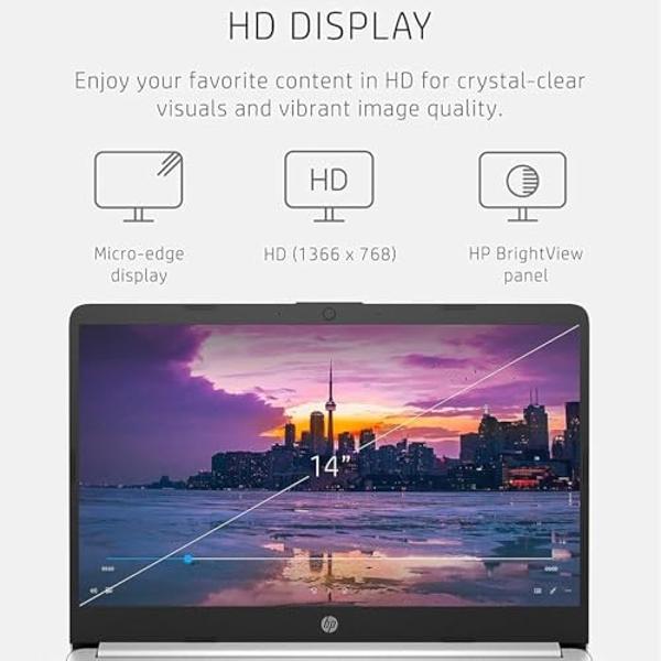 HP 14 Laptop • Back to School Limited Edition with Microsoft 365 • 4-Core Intel CPU • 32GB RAM • 1600GB Storage (64GB OnBoard • withHP P500 512GB External SSD + 1TB OneDrive) • Sno