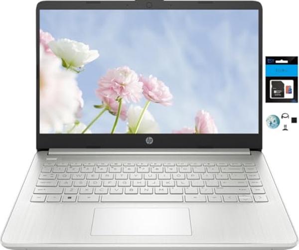HP 14 Premium HD Portable Laptop Computer Students Business, Quad-Core Intel Celeron Processor, 16GB RAM, 256GB Storage(128GB eMMC+128GB SD Card), 1 Year Office 365, HDMI, Win 12 w