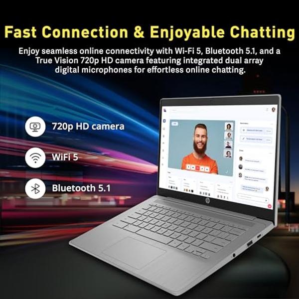 HP Chromebook 14" HD Laptop for Business & Students, Intel Celeron N4120, 4GB LPDDR4, 224GB Storage(64GB eMMC+160GB Docking Station), UHD Graphics, Webcam, Long Battery Life, Chrom