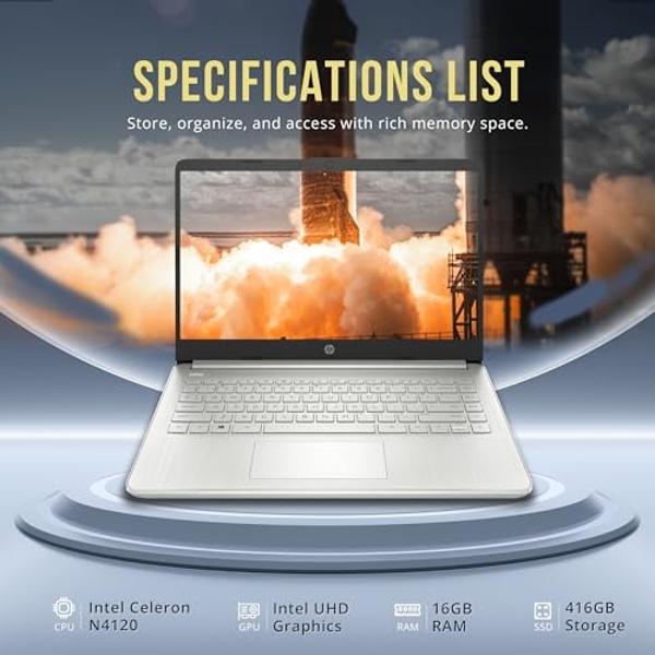 HP Stream 14" HD BrightView Laptop, Intel Celeron N4120, 16GB RAM, 416GB Storage (128GB eMMC + 288GB Docking Station Set), Intel UHD Graphics, 720p Camera, Wi-Fi, 1 Year Office 365
