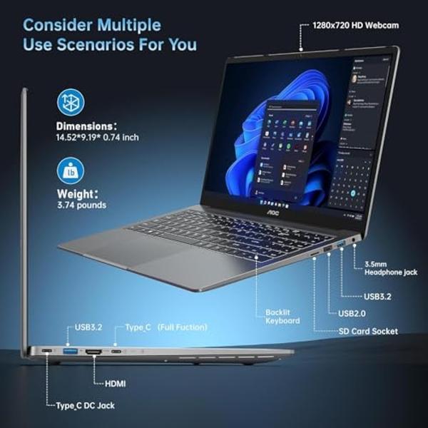 2025 Laptop with AMD Ryzen 7 5700U Processor(8C/16T, Up to 4.3GHz), 16.1“ FHD Display Laptop Computer with Backlit Keyboard, 16GB RAM 512GB NVMe SSD, WiFi 6, HDMI, USB3.2, Type-C, 