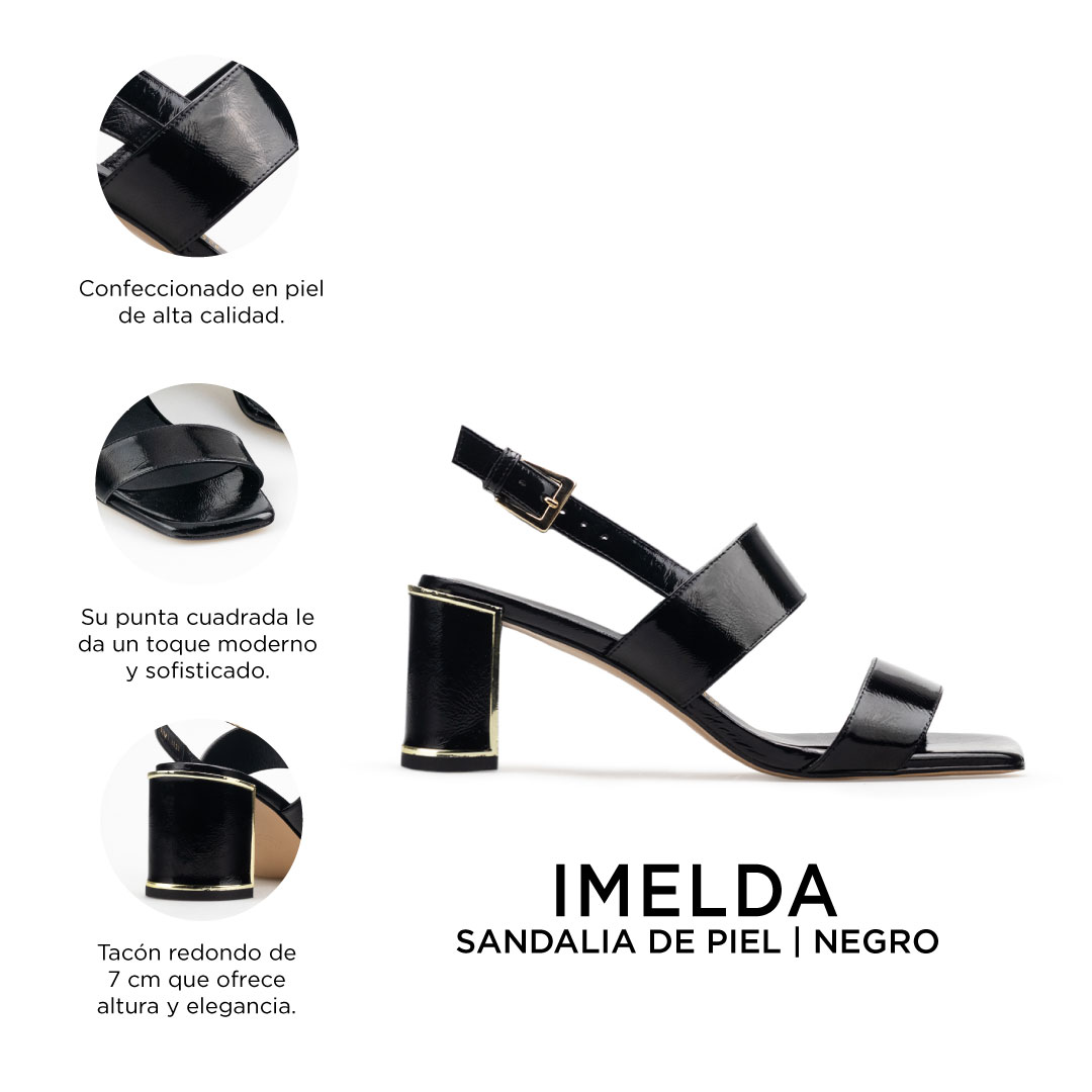 Zapatillas De Tacón Davenia De Piel Sandalia Para Dama Mod. Imelda