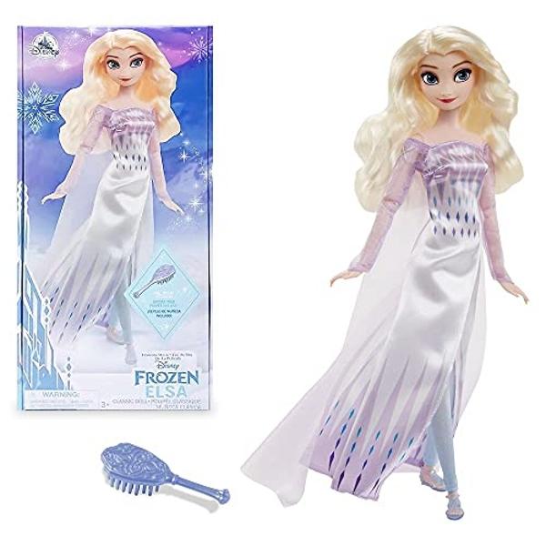 Disney Store Official Disney Princess Classic Doll (Elsa from Frozen 2), 11 Inches, Includes Brush with Molded Details, Fully Posable Toy in Classic Outfit - Disney Princess Toys f