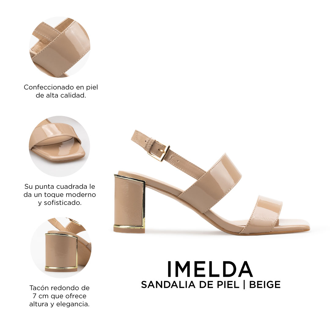Zapatillas De Tacón Davenia De Piel Sandalia Para Dama Mod. Imelda