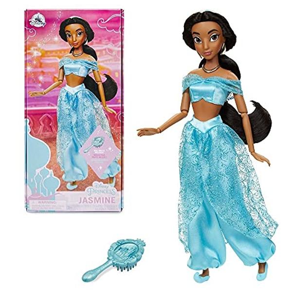 Disney Store Official Disney Princess Classic Doll (Jasmine from Aladdin), 11 Inches, Includes Brush with Molded Details, Fully Posable Toy in Classic Outfit - Disney Princess Toys