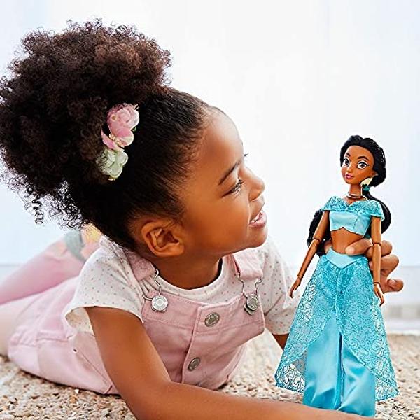 Disney Store Official Disney Princess Classic Doll (Jasmine from Aladdin), 11 Inches, Includes Brush with Molded Details, Fully Posable Toy in Classic Outfit - Disney Princess Toys