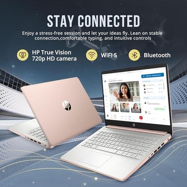 HP Stream 14" HD BrightView Laptop, Intel Celeron N4120, 16GB RAM, 416GB Storage (128GB eMMC + 288GB Docking Station Set), Intel UHD Graphics, 720p Camera, Wi-Fi, 1 Year Office 365