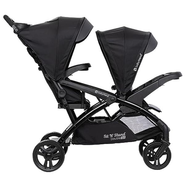 Baby Trend Double Stroller with 2 EZ-Lift Plus Infant Car Seats, Sit N' Stand, Stormy - Portable and Lightweight Stroller Duo and Car Seat Travel System Tandem