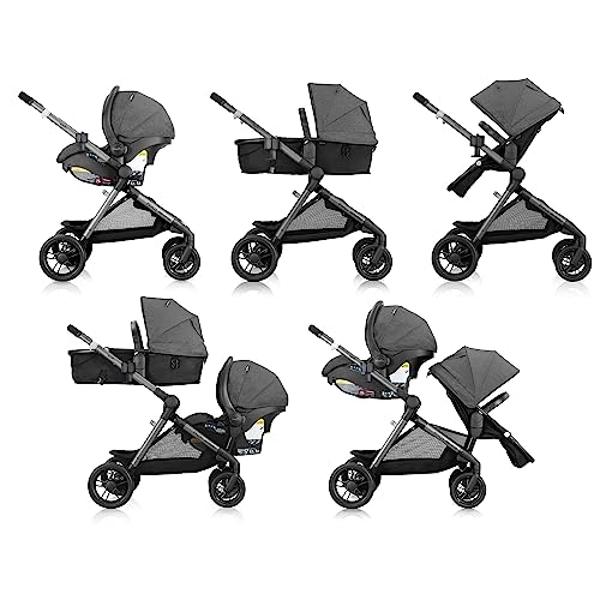 Evenflo Pivot Xpand Modular Travel System with LiteMax Infant Car Seat with Anti-Rebound Bar (Sabino Gray)