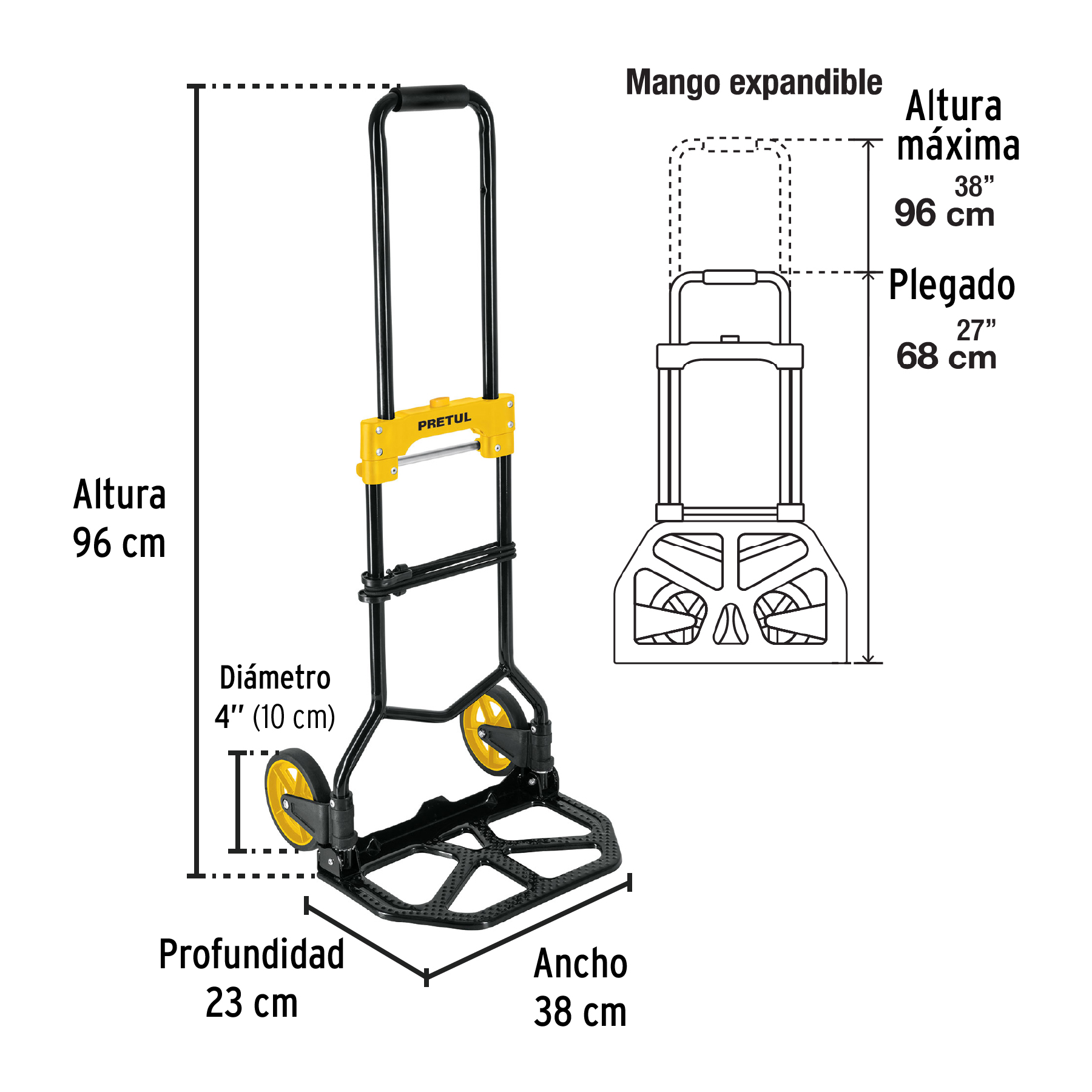 Diablo de carga, plegable, 100 kg, Pretul