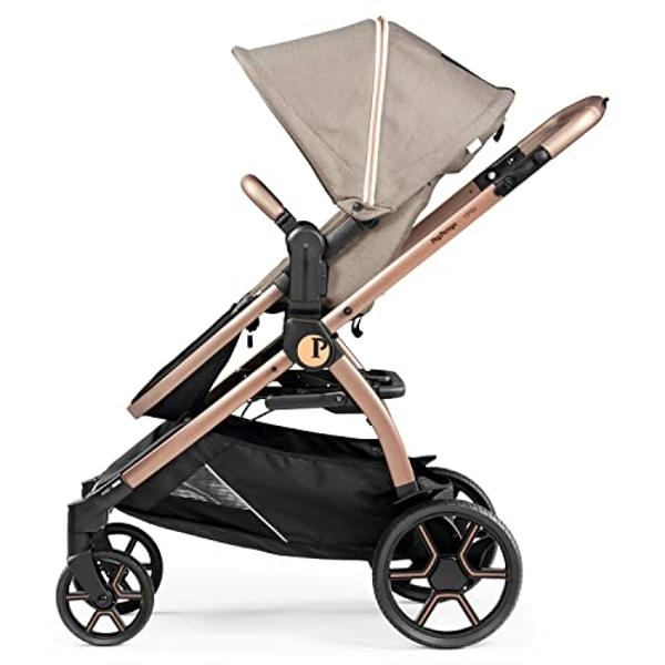 Peg Perego Ypsi – Compact Single to Double Stroller – Compatible with All Primo Viaggio 4-35 Infant Car Seats & Ypsi Bassinets - Made in Italy - Blue Shine (Blue & Copper)