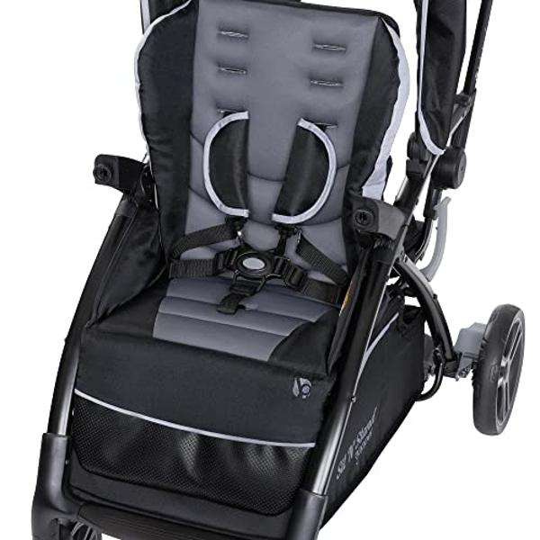 Baby Trend Sit N' Stand 5-in-1 Collapsible Kids Shopper Stroller with Shaded Canopy Visor, Extendable Storage Basket, and 2 Cup Holders, Stormy
