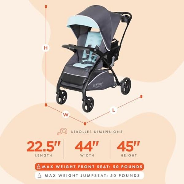 Baby Trend Sit N’ Stand® 5-in-1 Shopper Plus Stroller, Blue Mist