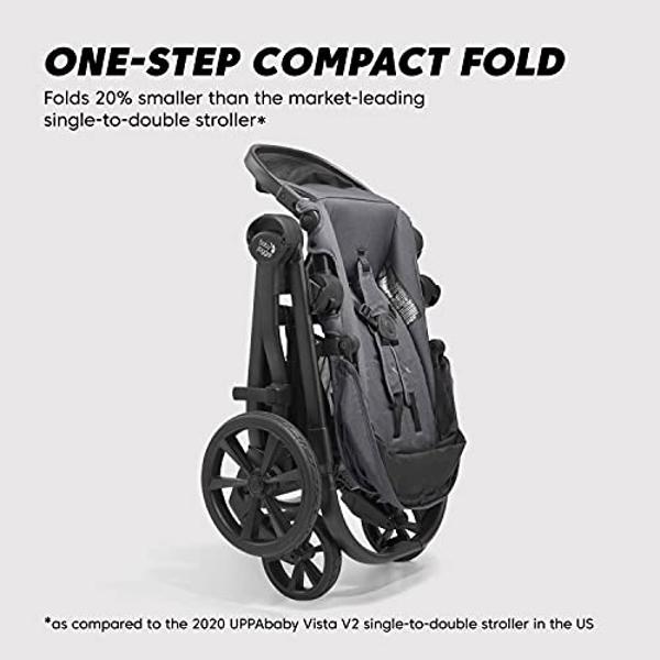 Dream On Me Volgo Twin Umbrella Stroller in Blue, Lightweight Double Stroller for Infant & Toddler, Compact Easy Fold, Large Storage Basket, Large and Adjustable Canopy