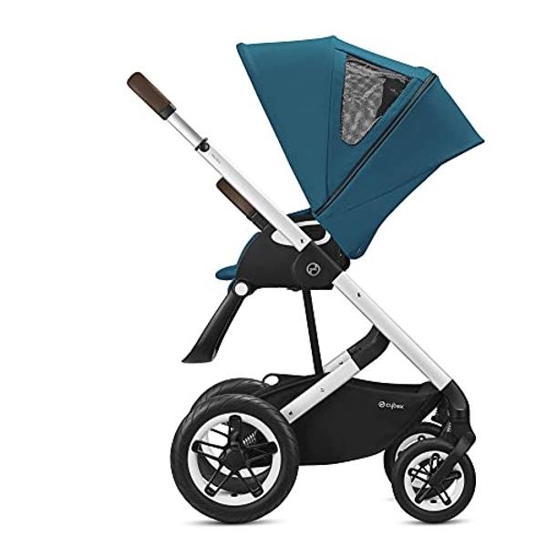 Cybex Talos S Lux Stroller, AllTerrain Wheels, FrontFacing or ParentFacing Seat Positions, OneHand Fold, Multiposition Recline, River Blue