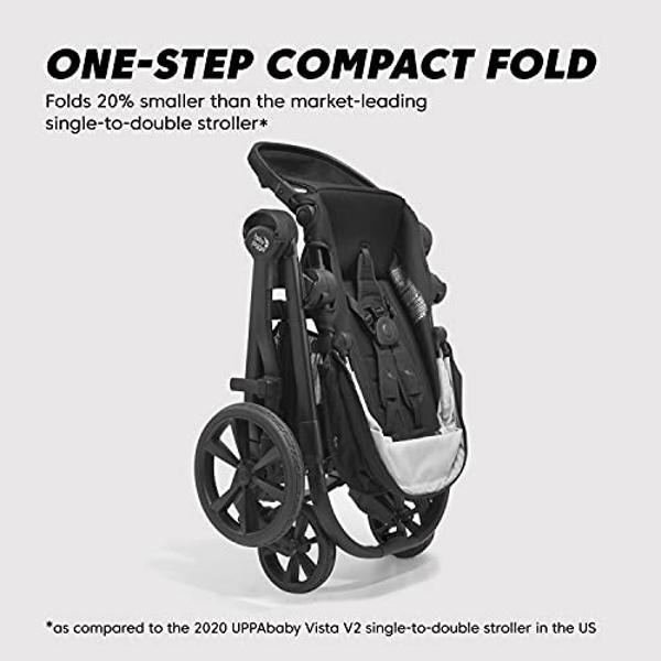 WONDERFOLD W2 Luxe Stroller Wagon (2 Seater) - Collapsible Wagon Stroller with Seats with Magnetic Buckle 5-Point Harnesses and Adjustable Sun Canopy, Hunter Green