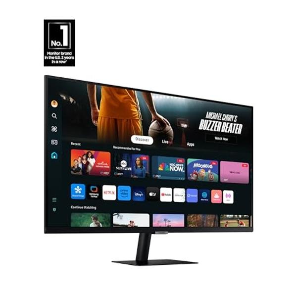 Samsung 43-Inch M7 (M70D) Series 4K UHD Smart Monitor, Speakers, HDR10, USB-C, Multiple Ports, Gaming Hub, SolarCell Remote, Vision Accessibility Tools, LS43DM702UNXGO, 2024, Black