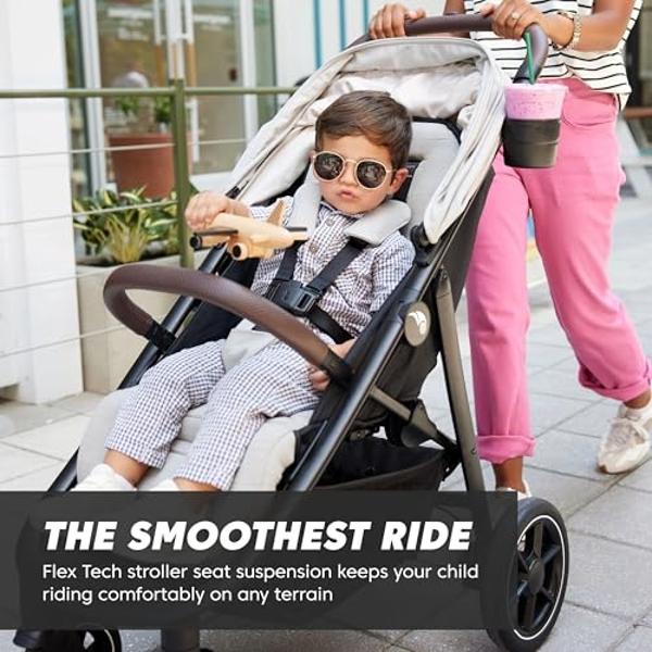 Ypsi – Compact Single to Double Stroller – Compatible with All Primo Viaggio Infant Car Seats & Ypsi Bassinets - Made in Italy - Mon Amour (Beige, Pink, & Rose Gold)