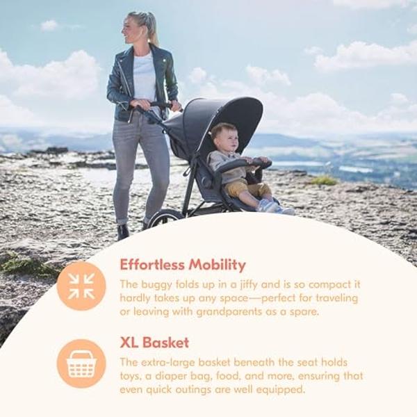 Hauck Jogging Stroller, All-Terrain Baby/Toddler Running Stroller, Runner 2, Black