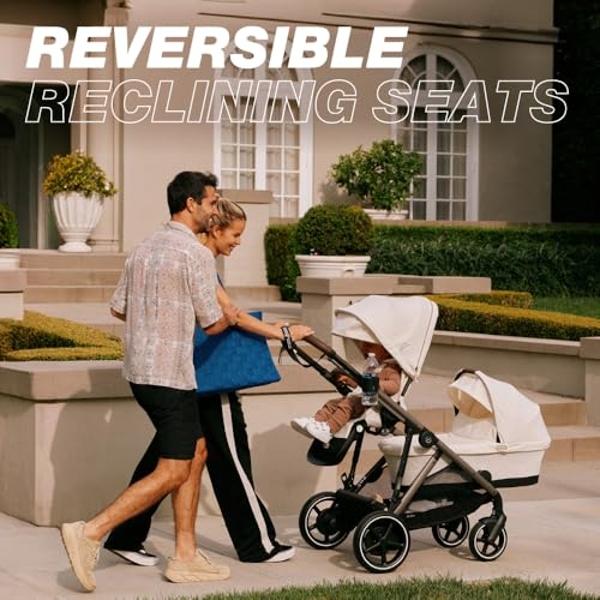 UPPAbaby Vista V3 Stroller - Full-Size Single-to-Double Stroller System - Toddler Seat, Bug Shield, Rain Shield, and Storage Bag Included - Gwen (Green Mélange/Carbon Frame/Saddle 