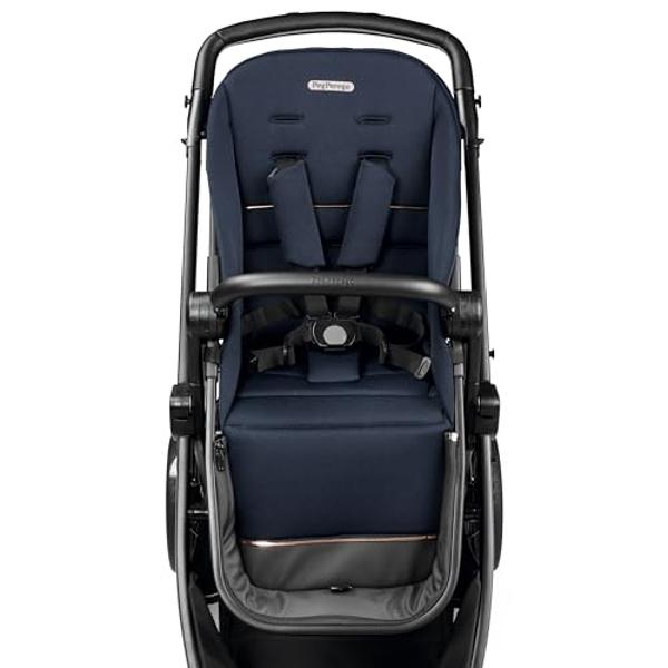 Peg Perego Ypsi – Compact Single to Double Stroller – Compatible with All Primo Viaggio 4-35 Infant Car Seats & Ypsi Bassinets - Made in Italy - Blue Shine (Blue & Copper)