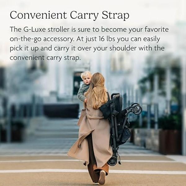 UPPAbaby G-Luxe Umbrella Stroller/Lightweight Design for Easy Travel/One-Step Fold + Recline/XL Basket + Canopy/Cup Holder Included/Charlotte (Coast Blue Mélange/Carbon Frame)