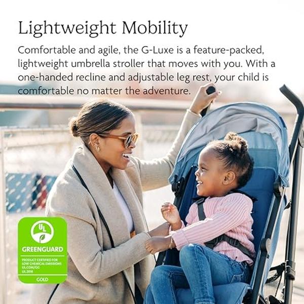 UPPAbaby G-Luxe Umbrella Stroller/Lightweight Design for Easy Travel/One-Step Fold + Recline/XL Basket + Canopy/Cup Holder Included/Greyson (Charcoal Mélange/Carbon Frame)