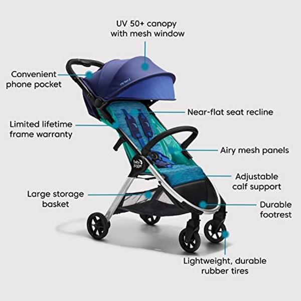 Baby Jogger City Tour 2 Ultra-Compact, Carry-On Approved Travel Stroller in Costal with Belly-Bar, Lightweight, Easy Fold, Ideal for Traveling and Everyday Adventures