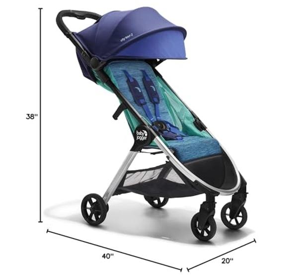Baby Jogger City Tour 2 Ultra-Compact, Carry-On Approved Travel Stroller in Costal with Belly-Bar, Lightweight, Easy Fold, Ideal for Traveling and Everyday Adventures