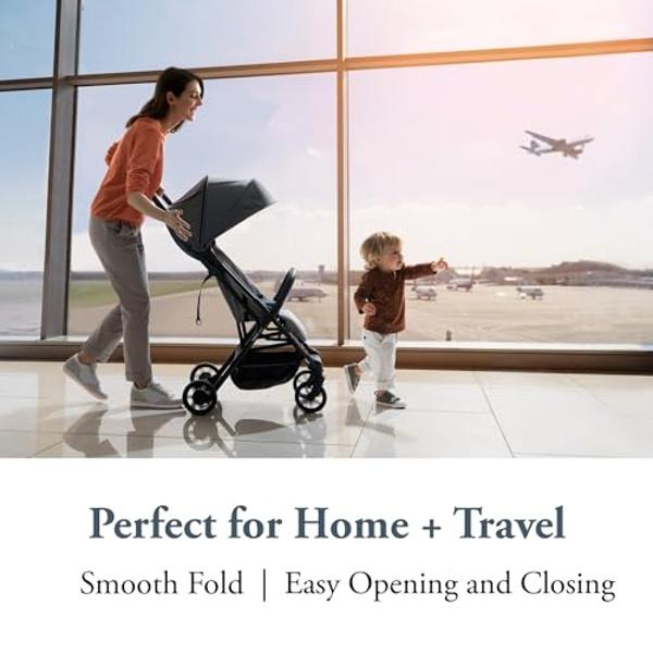 Inglesina Quid Stroller - Elephant Gray - Ultra Compact Lightweight Travel Stroller, Babies and Toddlers, Airplane Overhead, Foldable, Reclining Seat, Collapsible Canopy, 3 Months 
