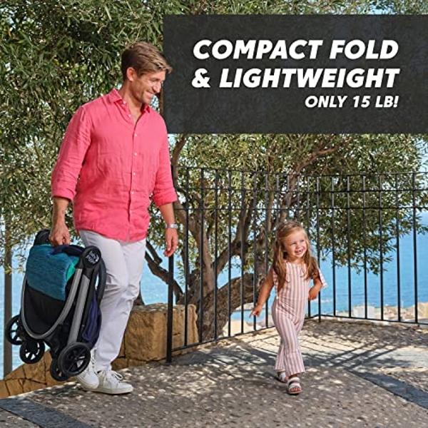 Baby Jogger City Tour 2 Ultra-Compact, Carry-On Approved Travel Stroller in Costal with Belly-Bar, Lightweight, Easy Fold, Ideal for Traveling and Everyday Adventures