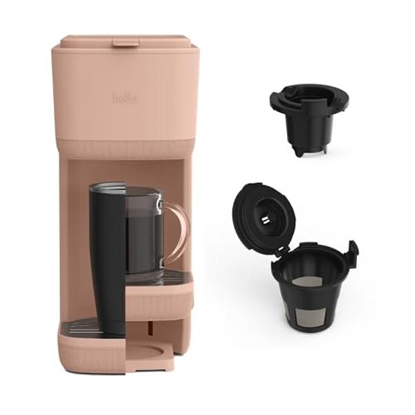BELLA Single Serve Coffee Maker, K Cup & Coffee Ground Compatible with Removable, Adjustable Drip Tray, Auto Shutoff & Reusable Dishwasher Safe Accessories, Brews 6oz to 14oz, 1000