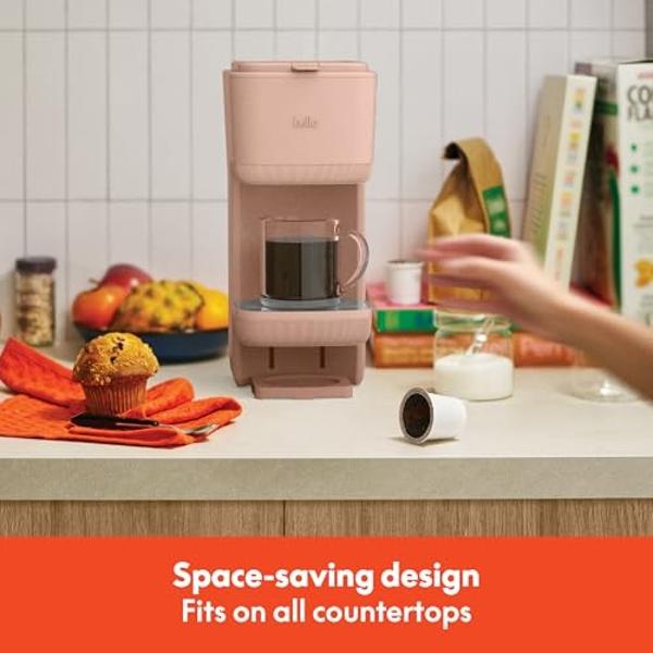 BELLA Single Serve Coffee Maker, K Cup & Coffee Ground Compatible with Removable, Adjustable Drip Tray, Auto Shutoff & Reusable Dishwasher Safe Accessories, Brews 6oz to 14oz, 1000