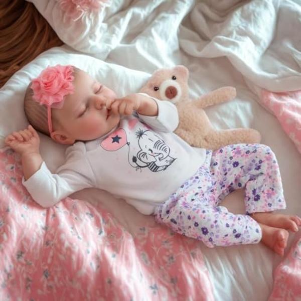 JIZHI Lifelike Reborn Baby Dolls Girl, 17 Inch Real Baby Doll Soft Body Realistic Newborn Baby Dolls Full Vinyl Body Poseable Real Life Baby Dolls Girl with Feeding Kit Gift Box fo