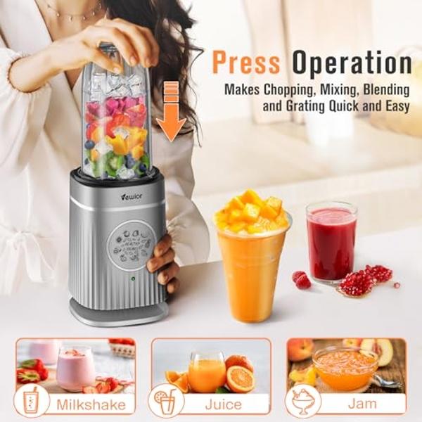 VEWIOR Smoothie Blender, 1500W Personal Blender for Shakes and Smoothies with 32 oz & 24 oz To-Go Cups, Countertop Portable Blenders for Kitchen Ideal for Frozen Juices, Baby Food,